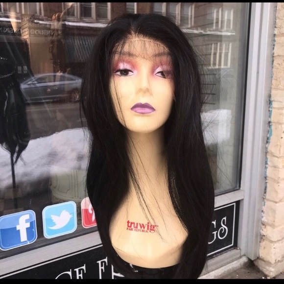 Full lace off black wig Handstitch handtied wig main image 5